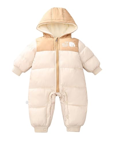 JiAmy Baby Schneeanzug, Baby Jungen Mädchen Winter Overall Strampler Neugeborenes Schneeoverall Weiß 18-24 Monate von JiAmy