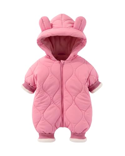 JiAmy Baby Winter Overall, Baby Mädchen und Jungen Warm Cartoon Strampler mit Kapuze Kleinkind Niedlichen Bären Reißverschluss Overall Kleinkind Winddicht Strampler für 12-18 Monate von JiAmy