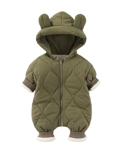 JiAmy Baby Winter Overall, Baby Mädchen und Jungen Warm Cartoon Strampler mit Kapuze Kleinkind Niedlichen Bären Reißverschluss Overall Kleinkind Winddicht Strampler für 3-6 Monate von JiAmy
