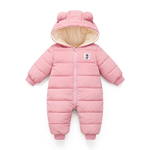 JiAmy Baby Winter Overall mit Kapuze, Baby Jungen Mädchen Winter Strampler Neugeborenes Strampler Schneeanzug 9-12 Monate von JiAmy