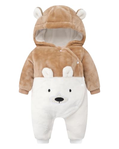 JiAmy Baby Winter Schneeanzug, Kleinkind Mädchen Jungen Warm Fleece Overall Fleece Strampler Mädchen Jungen Warm Outfits 0-3 Monate von JiAmy