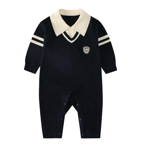 JiAmy Baby gestrickt Strampler, Baby gestrickt Outfits Neugeborenes Jumpsuit Kleinkind einteilige Pullover Kleinkinder Herbst und Winter Kleidung für 6-9 Monate von JiAmy