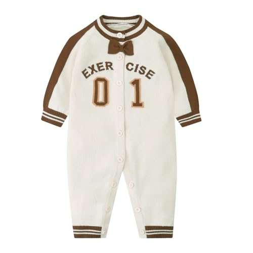 JiAmy Baby gestrickt Strampler, Baby gestrickt Outfits Neugeborenes Jumpsuit Kleinkind einteilige Pullover Kleinkinder Herbst und Winter Kleidung für 9-12 Monate von JiAmy