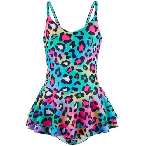 JiAmy Badeanzüge Mädchen, Einteiler Schwimmanzug mit Rock Meerjungfrauen Sling-Back Badeanzug für Kinder 10-12 Jahre von JiAmy