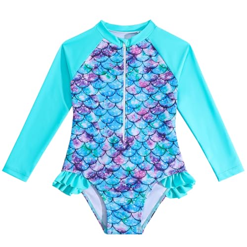 JiAmy Badeanzug Mädchen Einteiliger Langarm Uv Badebekleidung Kinder Sommer Schwimmanzug für Mädchen 5-6 Jahre von JiAmy