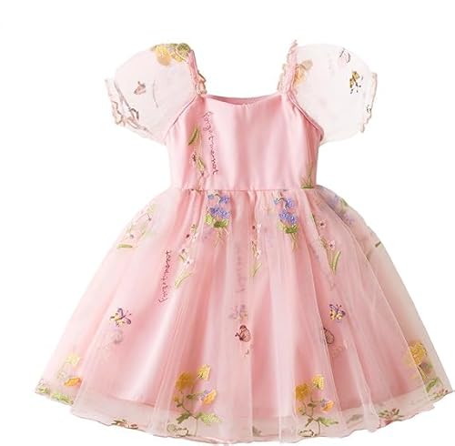 JiAmy Blumenkleid Mädchen Prinzessin Stickerei Tüll Kleid Kinder Sommer Frühling A Line Kleinkind Kleid für 9-12 Monate,Rosa von JiAmy