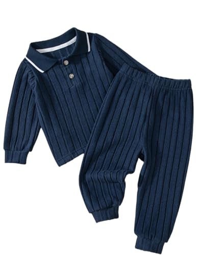 JiAmy Jungen Freizeit-Set Langarm-Shirt mit Elastischer Bund Hose Weiches Lounge Spieloutfit 1-6 Jahre von JiAmy