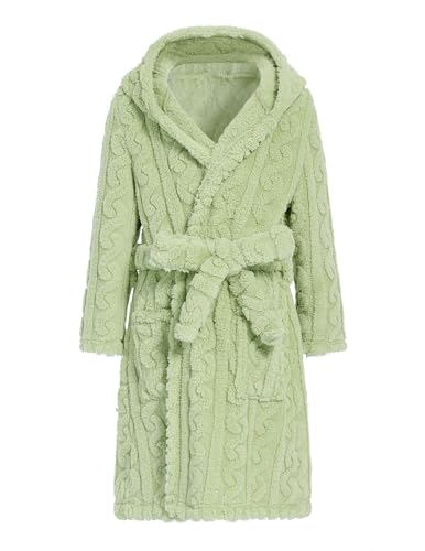 JiAmy Kapuzen Bademantel für Mädchen Schwimm Poncho mit Elastischer Taille & Taschen Plüsch Bademantel von JiAmy