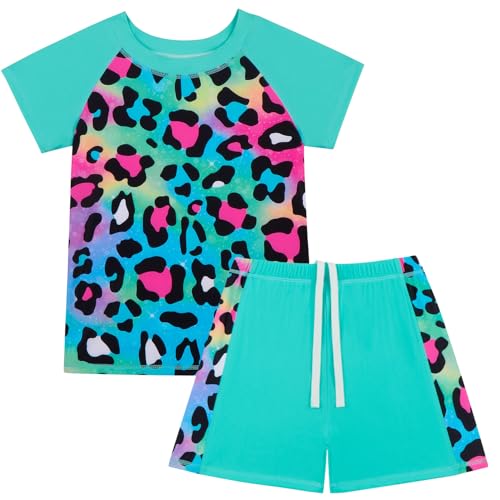JiAmy Kinder Badeanzug Zweiteiliger Junge Mädchen Badeanzug Kurzarm UV Shirt Badeshorts Badebekleidung Schwimmanzug Set Kinder Bademode von JiAmy