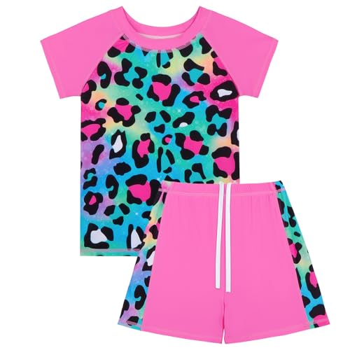 JiAmy Kinder Badeanzug Zweiteiliger Junge Mädchen Badeanzug Kurzarm UV Shirt Badeshorts Badebekleidung Schwimmanzug Set Kinder Bademode von JiAmy