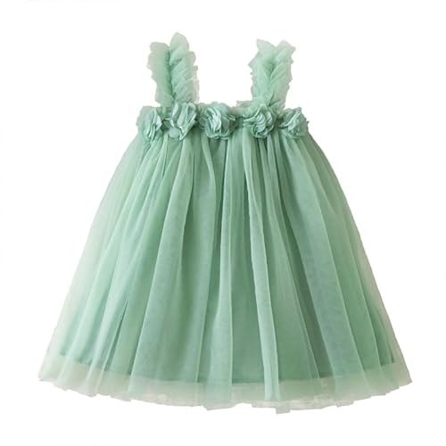 JiAmy Kleinkind Mädchen Tüll Kleid Prinzessin Casual Summer Armband Blume Sundress Mesh ärmellose Kinder Babykleider für Alter 2-6 von JiAmy