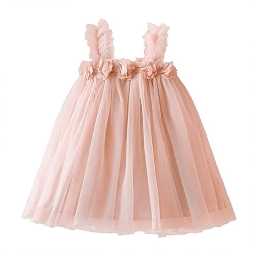 JiAmy Kleinkind Mädchen Tüll Kleid Prinzessin Casual Summer Armband Blume Sundress Mesh ärmellose Kinder Babykleider für Alter 2-6 von JiAmy
