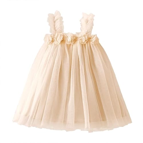 JiAmy Kleinkind Mädchen Tüll Kleid Prinzessin Casual Summer Armband Blume Sundress Mesh ärmellose Kinder Babykleider für Alter 2-6 von JiAmy