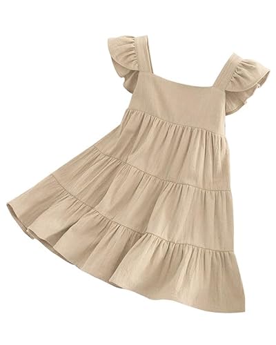 JiAmy Kleinkindkleid Kleid Sommer Flutterhülle Schwung abgestufter Sunddress Little Girls Smocked Kleider Kids Strand Outfits Alter 2-9 von JiAmy