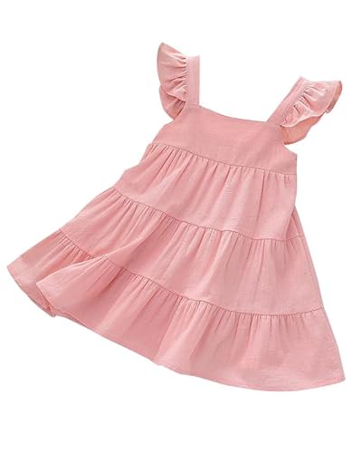 JiAmy Kleinkindkleid Kleid Sommer Flutterhülle Schwung abgestufter Sunddress Little Girls Smocked Kleider Kids Strand Outfits Alter 2-9 von JiAmy
