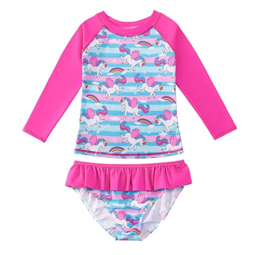 JiAmy Mädchen Badeanzug 2 Set Badeanzüge Bademode Lange Ärmel Schwimmen Kostüm UV Schutz Badeanzug für Kinder 3-4 Jahre von JiAmy