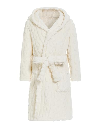 JiAmy Mädchen Bademantel Kapuzen Fleece Warmes Weiches Kinder Badekleid Fuzzy Frottee-Robe 4-14 Jahre von JiAmy