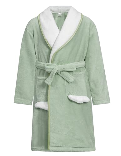 JiAmy Mädchen Bademäntel aus Coral Fleece Kuschelflanell Kuschelweiche Kinderhausmäntel Nachtwäsche Schlafanzug für 4-12 Jahren von JiAmy