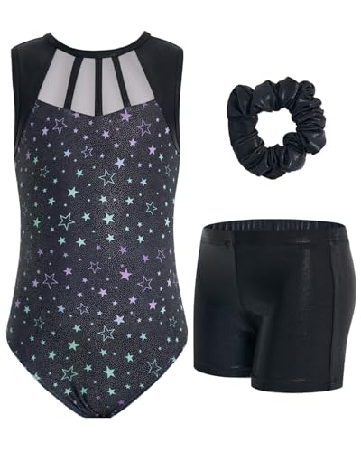 JiAmy Mädchen Gymnastikanzug, Glitzernde Mädchen Turnanzug Gymnastik Outfit Einzigartiges Design Armellos Gymnastikanzug 8-9 Jahre von JiAmy
