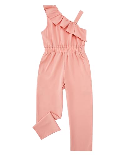 JiAmy Mädchen Jumpsuits Kinder Sling Ruffle Ärmelloses Sommer Overall Causal Jumpsuit Kleidung für Mädchen 5-6 Jahre Rosa von JiAmy