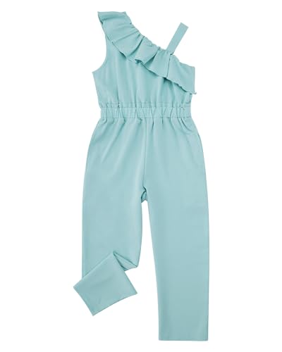 JiAmy Mädchen Jumpsuits Kinder Sling Ruffle Ärmelloses Sommer Overall Causal Jumpsuit Kleidung für Mädchen 9-10 Jahre Grün von JiAmy
