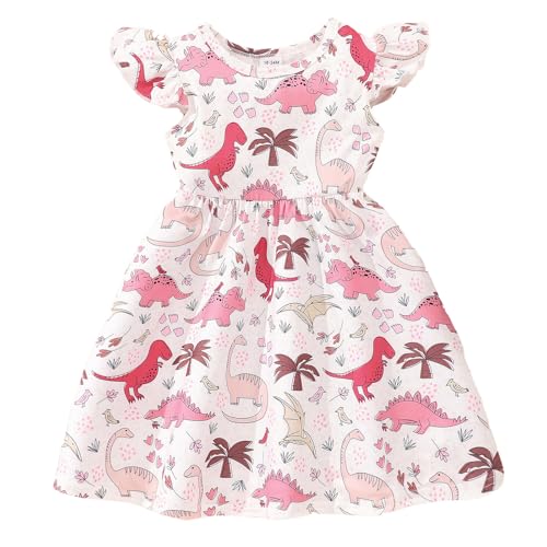 JiAmy Mädchen Kleid Rüschen Kurzarm Einhorn Cartoon Prints Bunte Tüll Kleider Kleinkind Frühling Sommer Party Prinzessin Kleidung für 5-6 Jahre Mehrfarbig von JiAmy