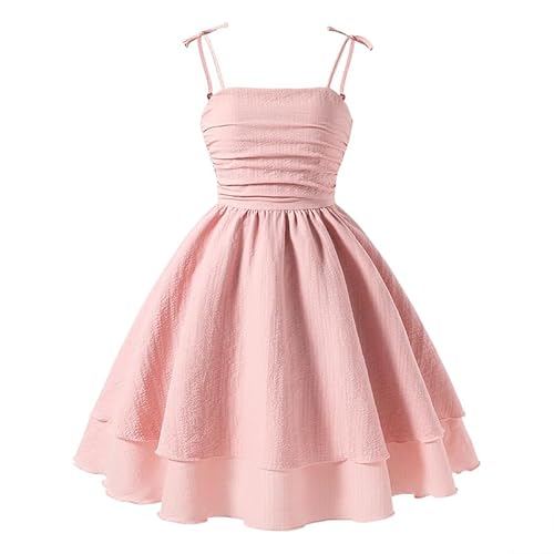 JiAmy Mädchen Kleider Ärmelloses Kinderkleider Sommer Kleid Mädchen Swing Trägerkleid Kinder A-Linie Freizeitkleid Einfarbiges Neckholderkleid für 11 Jahre,Schwarz von JiAmy