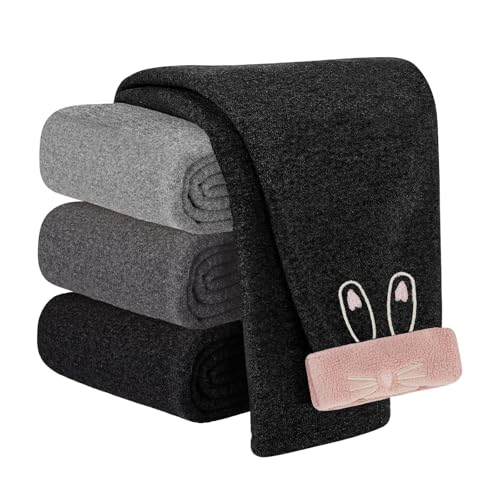 JiAmy Mädchen Leggings Kinder Lang Dehnbar Thermo Leggings Hosen Häschen Muster Herbst Winter Casual Sporthose Mädchen für 1-2 Jahre Schwarz von JiAmy