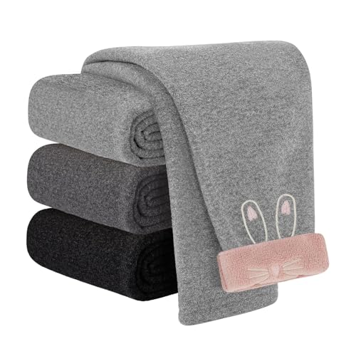 JiAmy Mädchen Leggings Kinder Lang Dehnbar Thermo Leggings Hosen Häschen Muster Herbst Winter Casual Sporthose Mädchen für 2-3 Jahre Hellgrau von JiAmy