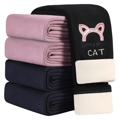 JiAmy Mädchen Leggings Kinder Lang Dehnbar Thermo Leggings Hosen Häschen Muster Herbst Winter Casual Sporthose Mädchen für 5-6 Jahre Schwarze Katze von JiAmy