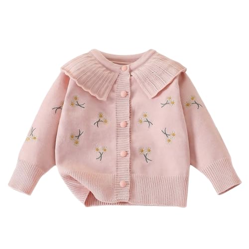 JiAmy Mädchen Strickjacke, Kleinkind Florale Blumendruck Strickkleidung Warmer Pullover Lange Ärmel mit Knöpfen für 4-5 Jahre von JiAmy