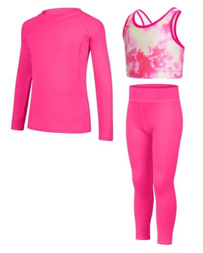 JiAmy Mädchen Yoga Leggings Mädchen Athletic Leggings Training Bras Set Kinder Gym Crop Tank Top Activewear Set für 5-12 Jahre von JiAmy