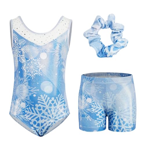 JiAmy Turnanzug Mädchen, Gymnastikanzug Kinder mit Hose Haarband Set, Gymnastik Turnanzug Leotard für 6-7 Jahre von JiAmy