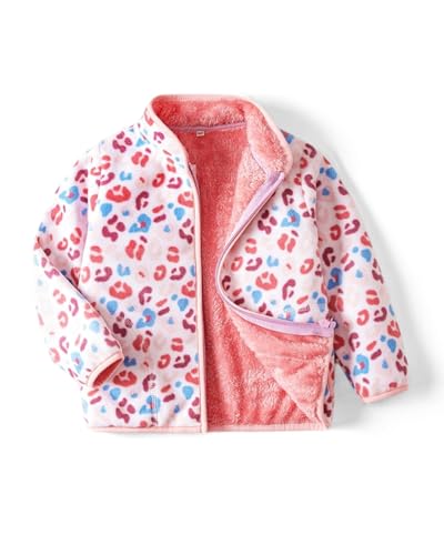 JiAmy Unisex Kinder Fleece-Jacke, Stehkragen Fleecejacke für Kinder mit durchgehendem Reißverschluss Pullover Wintermantel mit Taschen 1-2 Jahre von JiAmy