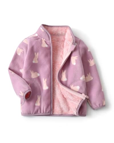 JiAmy Fleecejacke Kinder, Stehkragen Fleecejacke für Jungen und Mädchen mit durchgehendem Reißverschluss Pullover Wintermantel mit Taschen 1-2 Jahre von JiAmy