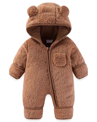 JiAmy Winter Baby-Strampler, Fleece Baby-Overall mit Kapuze, Neugeborenes Bär Strampler Outfit Fold-Over Fäustlinge Füßlinge Kapuzenoverall 3-6 Monate JiAmy Winter Baby-Strampler, Fleece Baby-Overall mit Kapuze, Neugeborenes Bär Strampler Outfit Fold-Over Fäustlinge Füßlinge Kapuzenoverall 3-6 Monate von JiAmy