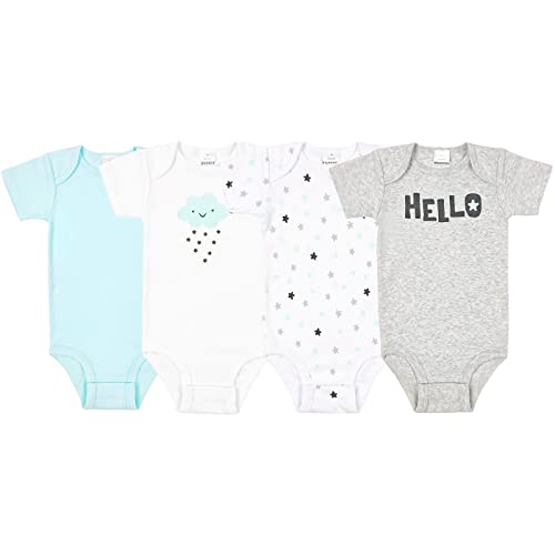 Unisex Baby Bodys Kurzarm-Body aus 100% Baumwolle Sommer Pyjama Strampler Jumpsuit Babybodys für Baby Jungen Mädchen Kleinkind, 9-12 Monate, 4er-Pack von JiAmy