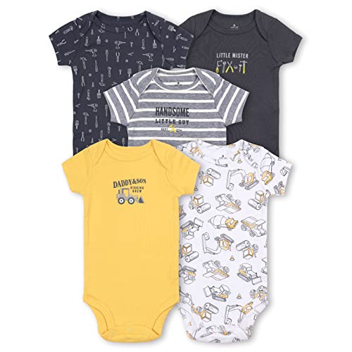 Unisex Baby Bodys Kurzarm-Body aus 100% Baumwolle Sommer Pyjama Strampler Jumpsuit Babybodys für Baby Jungen Mädchen Kleinkind, 9-12 Monate, 5er-Pack von JiAmy
