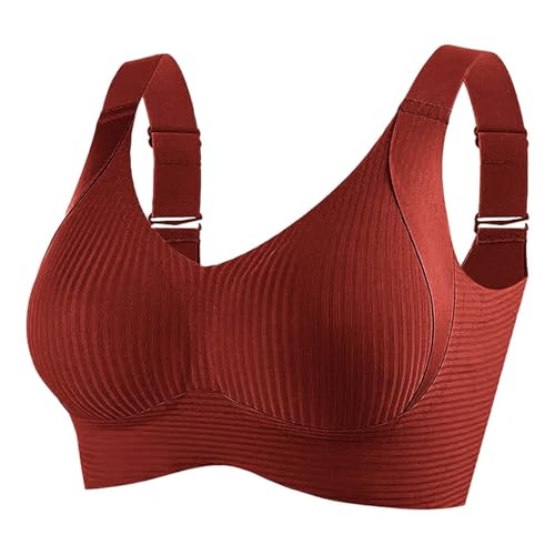 JiJiRuDU BH Damen ohne Bügel Push Up Bra Nahtloser Bügelloser Vollschalen Bequem Starker Halt Wohlfühl-BH Büstenhalter Verstellbar von JiJiRuDU