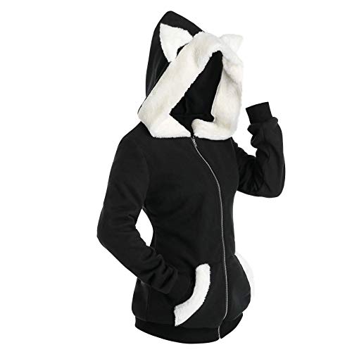 JiJiRuDU Damen Hoodie Sweatjacke mit Katzenohren - Full-Zip Sweatjacke mit Kapuze Einfarbig Langarm Fleece Kapuzenpullover Sweatshirt Kapuzenjacke Causal Reißverschluss Hoody Jacke mit Taschen JiJiRuDU Damen Hoodie Sweatjacke mit Katzenohren - Full-Zip Sweatjacke mit Kapuze Einfarbig Langarm Fleece Kapuzenpullover Sweatshirt Kapuzenjacke Causal Reißverschluss Hoody Jacke mit Taschen von JiJiRuDU