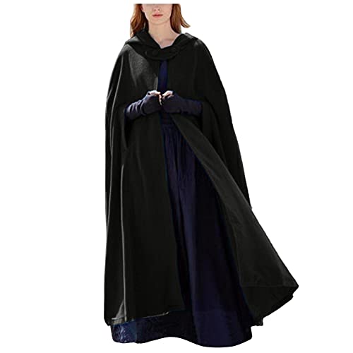 JiJiRuDU Damen Mit Kapuze Wollmischung Poncho Hochzeit Braut Winter Voller Hälfte Länge Cape Halloween Kostüm Weihnachten von JiJiRuDU