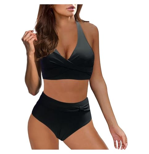 JiJiRuDU Damen Zweiteiliger Badeanzug V Ausschnitt überkreuztes Blumenmuster Hohe Taille Bikini Bademode Bauchkontrolle Bikini Sets XXL Schwarz JiJiRuDU Damen Zweiteiliger Badeanzug V Ausschnitt überkreuztes Blumenmuster Hohe Taille Bikini Bademode Bauchkontrolle Bikini Sets XXL Schwarz von JiJiRuDU