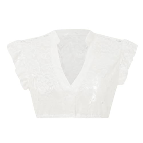 JiJiRuDU Dirndl Bluse Damen Flügelärmel Dirndlbluse Spitze Weiß Dirndlblusen Tracht Bluse Dirndl Trachtenbluse für Oktoberfest von JiJiRuDU