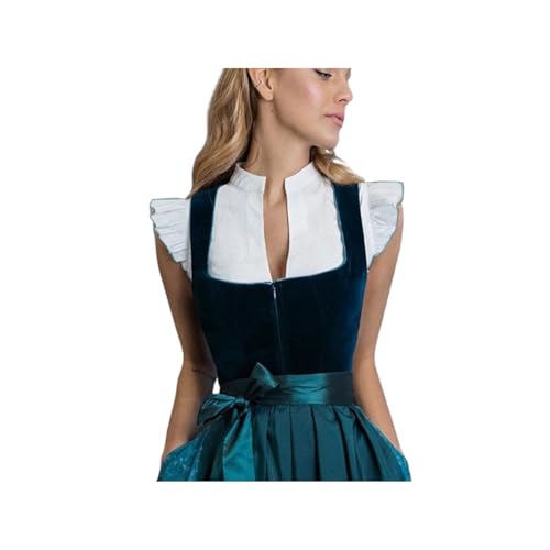 JiJiRuDU Dirndl Bluse Damen Weiß Kurzarm Trachten Trachtenbluse Flügelärmel Dirndlbluse Hochgeschlossen Oktoberfest Kostüm Elegante Spitzenbluse Spitze Dirndlblusen Tracht Bluse Damen von JiJiRuDU