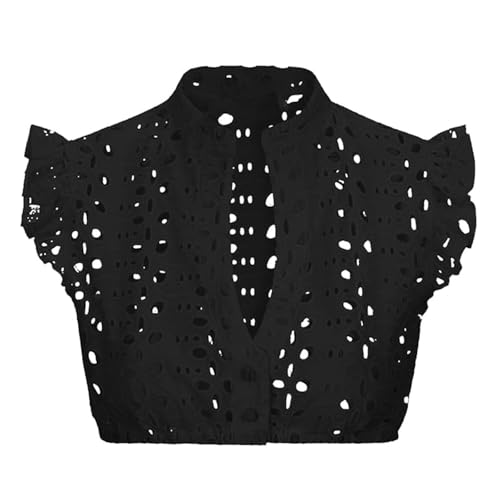 JiJiRuDU Dirndlbluse Damen Flügelärmel Baumwolle Trachten Trachtenbluse Kurzarm Weiß Dirndlblusen Hochgeschlossen Oktoberfest Kostüm Halbarm Elegante Spitzenbluse Spitze Schwarze Dirndl Bluse von JiJiRuDU