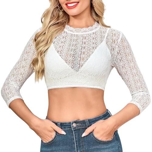 JiJiRuDU Dirndlbluse Langarm Dirndl Bluse Damen Weiß Dirndlblusen Spitze Dirndl Bluse Hochgeschlossen Trachtenbluse für Oktoberfest JiJiRuDU Dirndlbluse Langarm Dirndl Bluse Damen Weiß Dirndlblusen Spitze Dirndl Bluse Hochgeschlossen Trachtenbluse für Oktoberfest von JiJiRuDU