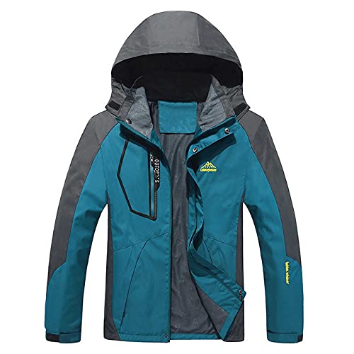 JiJiRuDU Herren wasserdichte, Lange Regenjacke - leichte, atmungsaktive Outdoorjacke mit Kapuze Windbreaker, Sonnenschutz, Outdoorjacke, funktionelle Kapuzenjacke (Sky Blue, XXXXXL) von JiJiRuDU