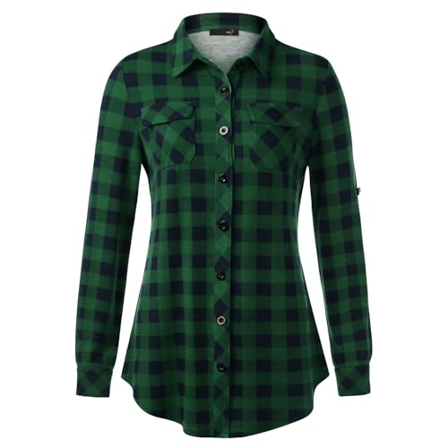 JiJiRuDU Kariertes Hemd Damen - Weiches Gestrick Karierte Bluse Langarm Holzfällerhemd 3/4 Roll Up Ärmel Hemdbluse Button-Down Karohemd Blusen Top JiJiRuDU Kariertes Hemd Damen - Weiches Gestrick Karierte Bluse Langarm Holzfällerhemd 3/4 Roll Up Ärmel Hemdbluse Button-Down Karohemd Blusen Top von JiJiRuDU