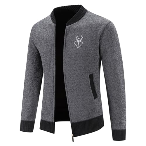 JiJiRuDU Trachtenjacke Herren - Strickjacken Langarm Sportlich Trachtenjanker Leicht Modern Cardigan Trachten Freizeitjacke M-4XL von JiJiRuDU