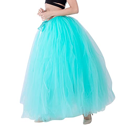 JiJiRuDU Tüllrock Damen Lang Tütü Rock Maxirock mit Schleife Prinzessinenrock Tanzkleid Dehnbaren Maxi Tutu Rock Erwachsene Tüllrock für Party Halloween Kostüme Cosplay Rock von JiJiRuDU